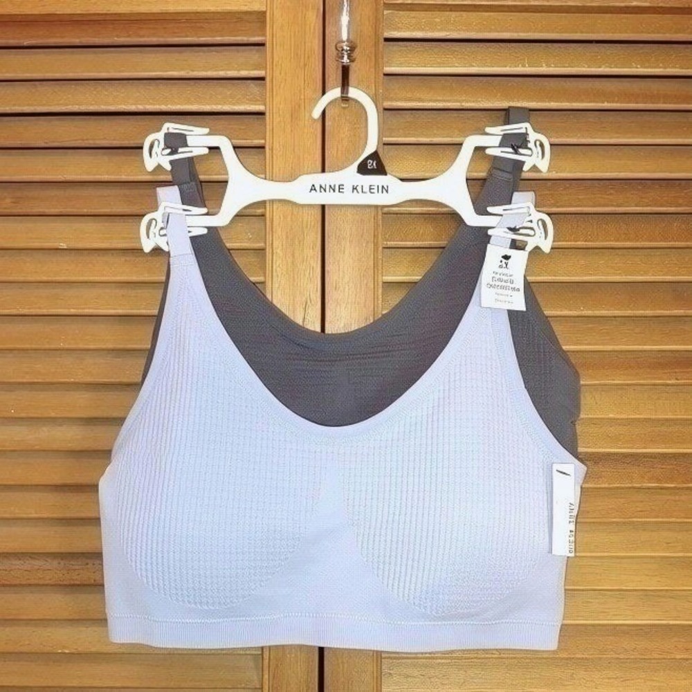 Anne Klein Seamless Comfort Bra 2-Pack Women 2X Grey Blue NEW Full Figure